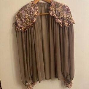 Wayne Clark Small Sheer Blouse Jacket Vintage Chiffon Lace